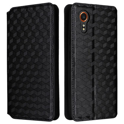 For Samsung Galaxy Xcover 7 Wallet Case Rhombus Imprinted Leather Flip Cover