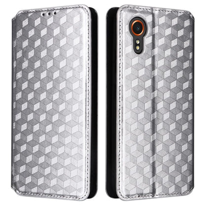 For Samsung Galaxy Xcover 7 Wallet Case Rhombus Imprinted Leather Flip Cover