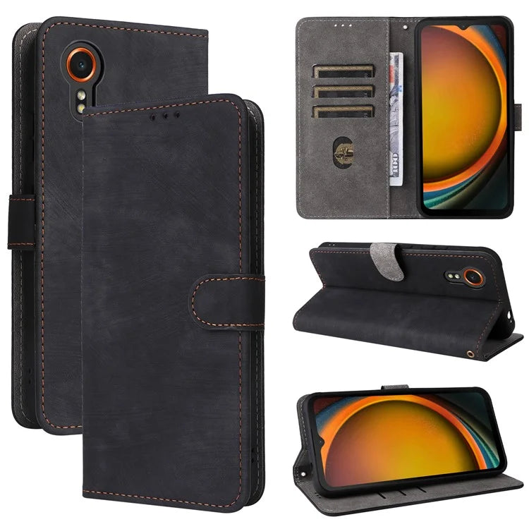 For Samsung Galaxy Xcover 7 Leather Case with Strap RFID Blocking Wallet