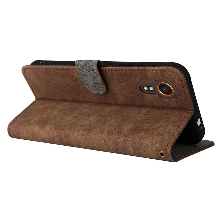 For Samsung Galaxy Xcover 7 Leather Case with Strap RFID Blocking Wallet