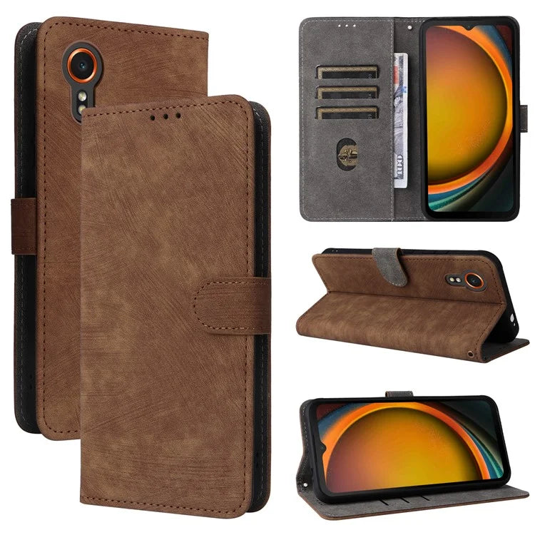 For Samsung Galaxy Xcover 7 Leather Case with Strap RFID Blocking Wallet