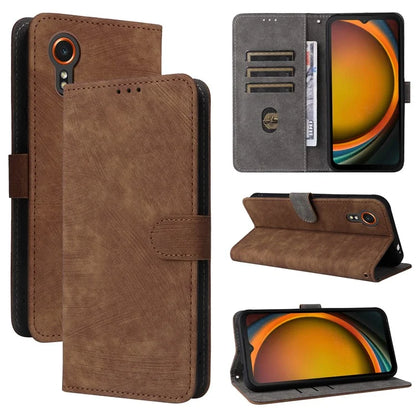 For Samsung Galaxy Xcover 7 Leather Case with Strap RFID Blocking Wallet