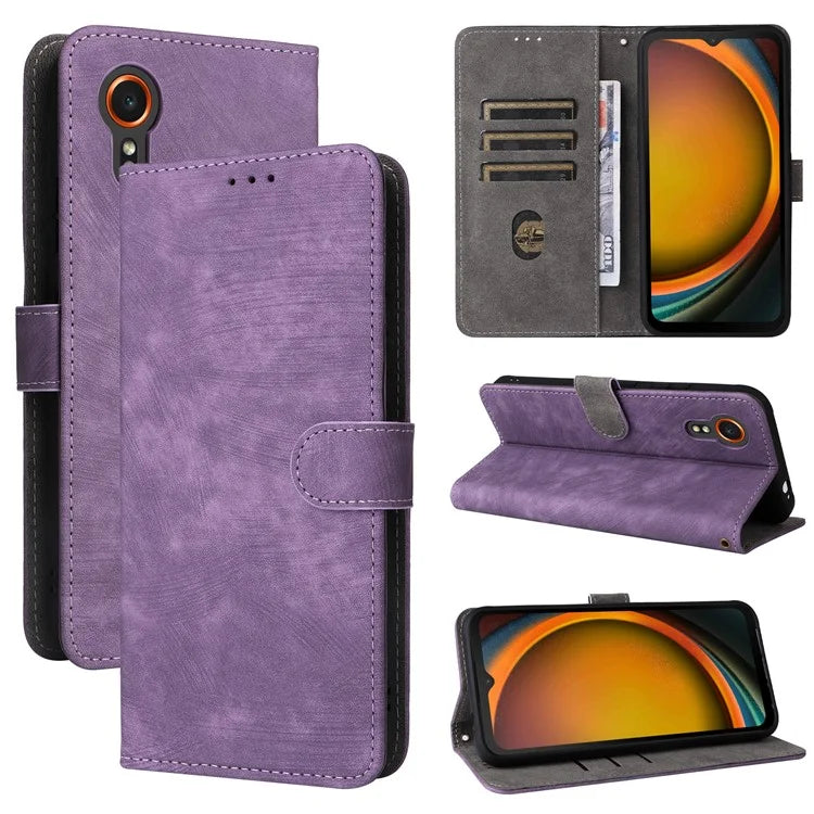 For Samsung Galaxy Xcover 7 Leather Case with Strap RFID Blocking Wallet