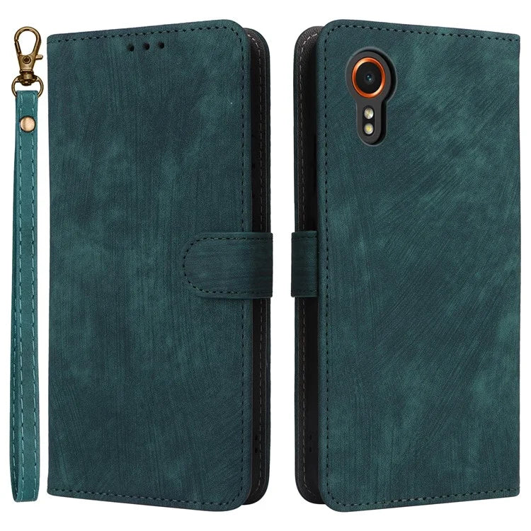 For Samsung Galaxy Xcover 7 Leather Case with Strap RFID Blocking Wallet