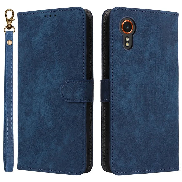 For Samsung Galaxy Xcover 7 Leather Case with Strap RFID Blocking Wallet