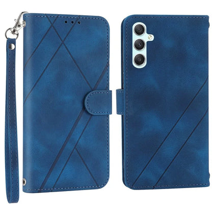 For Samsung Galaxy A55 5G Wallet Case Imprinted Line PU Leather Stand Cover