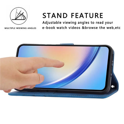 For Samsung Galaxy A55 5G Wallet Case Imprinted Line PU Leather Stand Cover