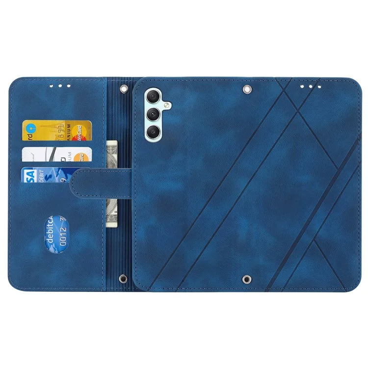 For Samsung Galaxy A55 5G Wallet Case Imprinted Line PU Leather Stand Cover