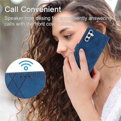 For Samsung Galaxy A55 5G Wallet Case Imprinted Line PU Leather Stand Cover