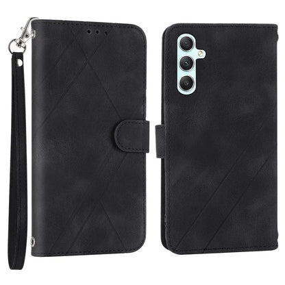 For Samsung Galaxy A55 5G Wallet Case Imprinted Line PU Leather Stand Cover