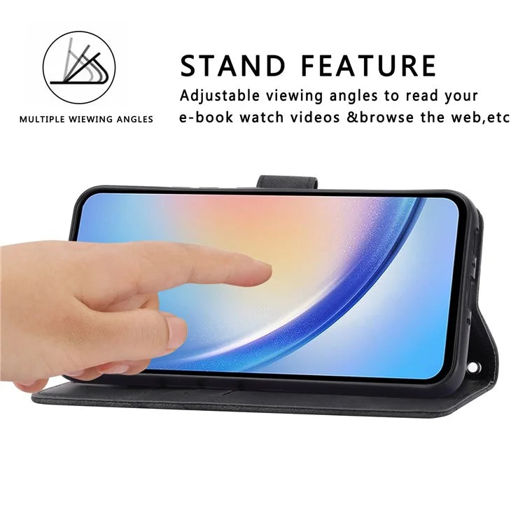 For Samsung Galaxy A55 5G Wallet Case Imprinted Line PU Leather Stand Cover