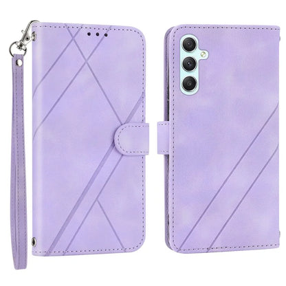 For Samsung Galaxy A55 5G Wallet Case Imprinted Line PU Leather Stand Cover
