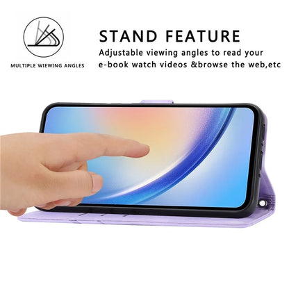 For Samsung Galaxy A55 5G Wallet Case Imprinted Line PU Leather Stand Cover
