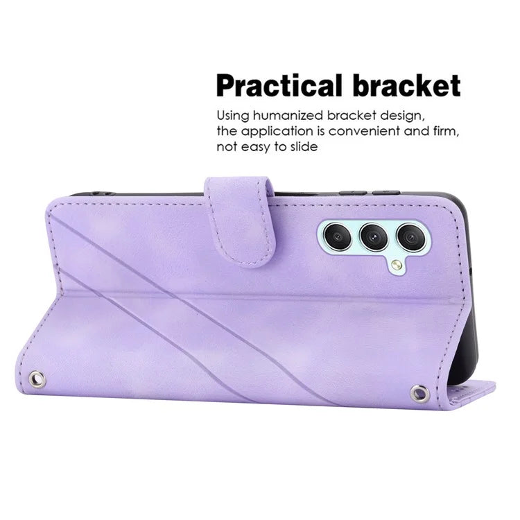 For Samsung Galaxy A55 5G Wallet Case Imprinted Line PU Leather Stand Cover