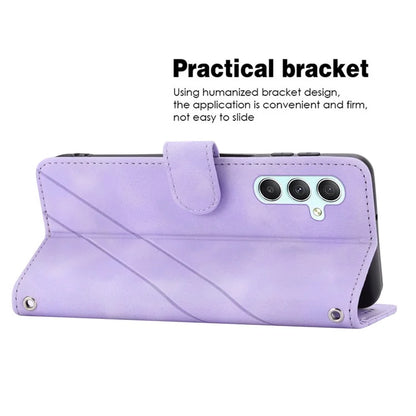 For Samsung Galaxy A55 5G Wallet Case Imprinted Line PU Leather Stand Cover