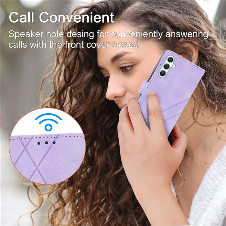 For Samsung Galaxy A55 5G Wallet Case Imprinted Line PU Leather Stand Cover