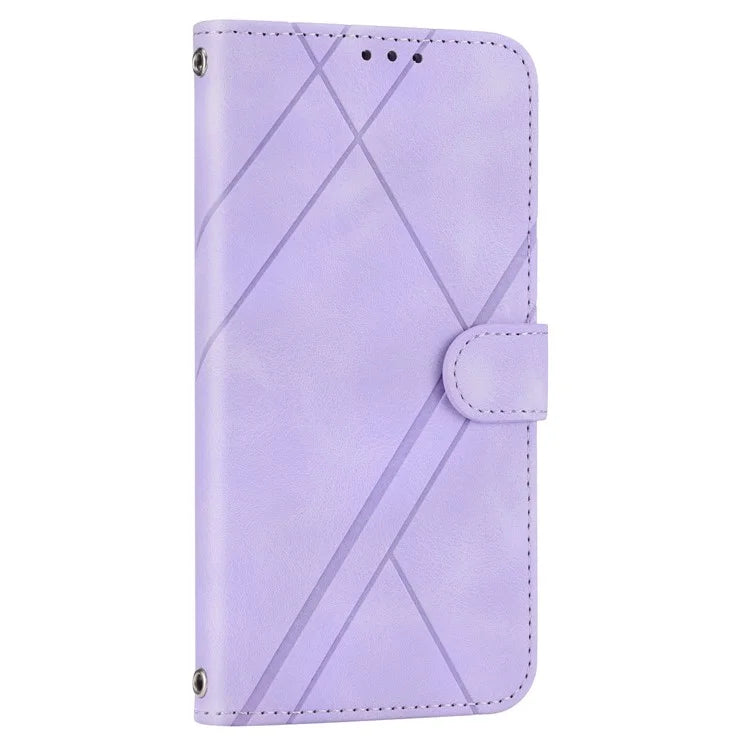 For Samsung Galaxy A55 5G Wallet Case Imprinted Line PU Leather Stand Cover
