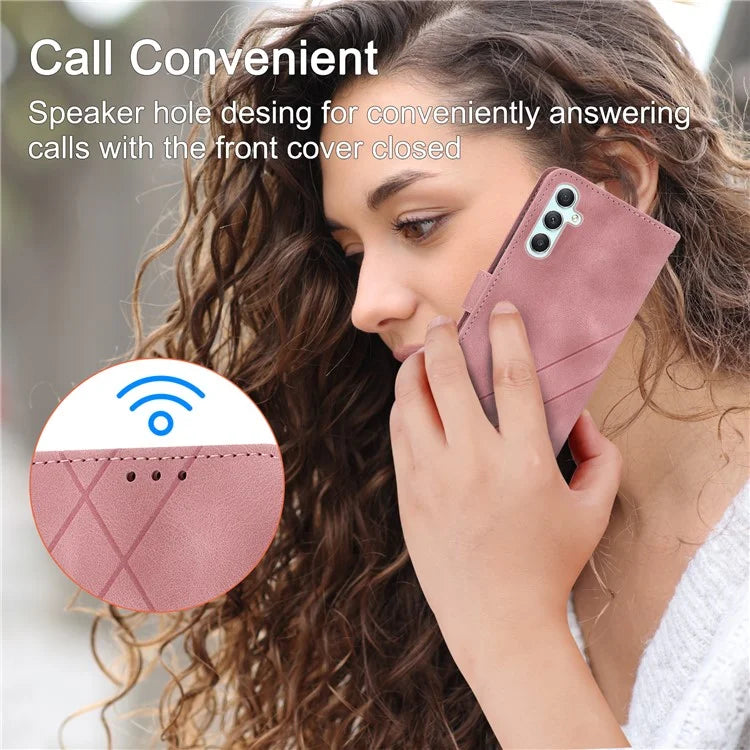 For Samsung Galaxy A55 5G Wallet Case Imprinted Line PU Leather Stand Cover