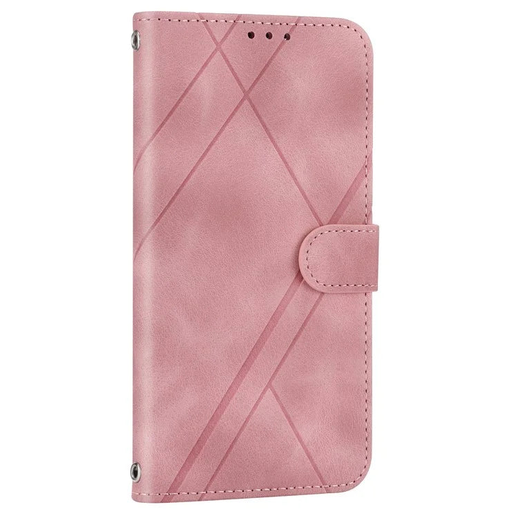 For Samsung Galaxy A55 5G Wallet Case Imprinted Line PU Leather Stand Cover