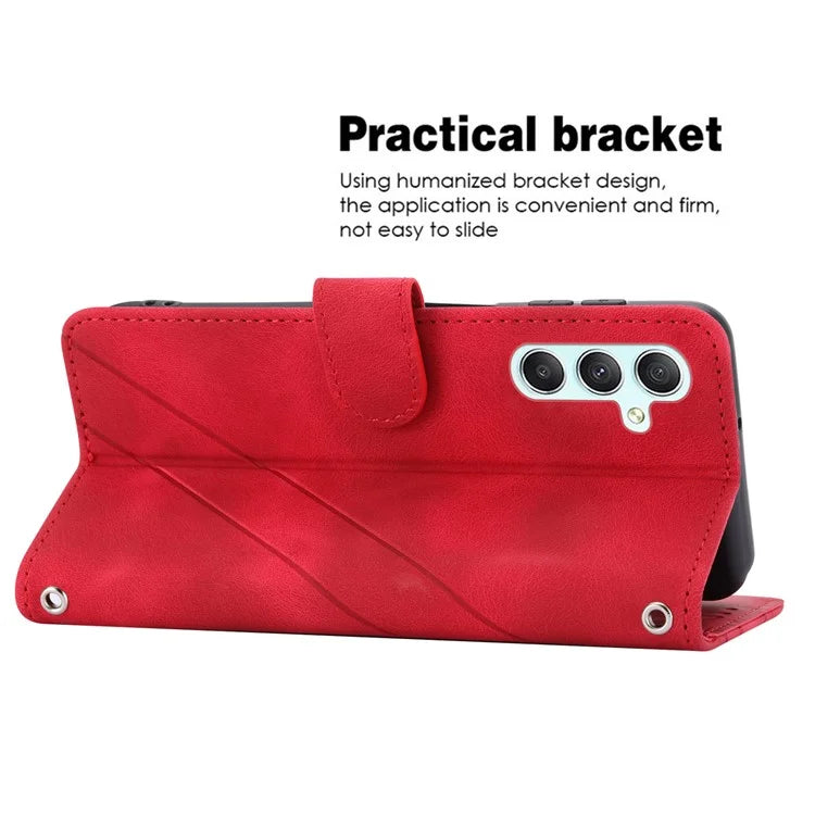 For Samsung Galaxy A55 5G Wallet Case Imprinted Line PU Leather Stand Cover