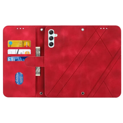 For Samsung Galaxy A55 5G Wallet Case Imprinted Line PU Leather Stand Cover