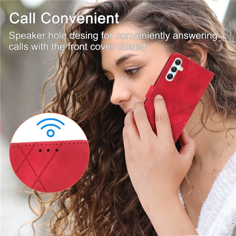 For Samsung Galaxy A55 5G Wallet Case Imprinted Line PU Leather Stand Cover