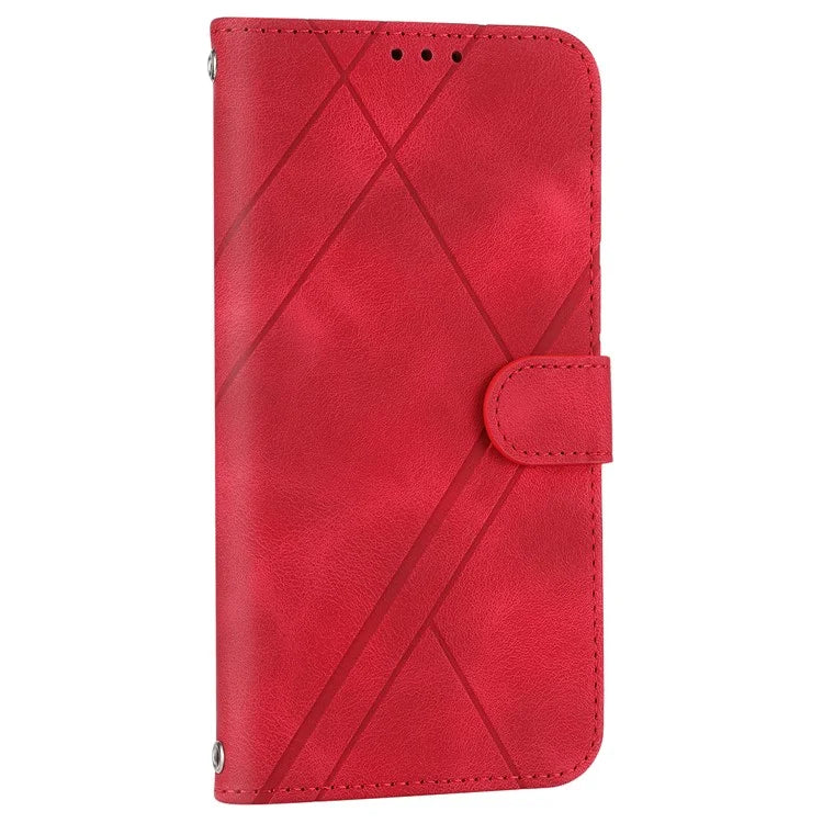 For Samsung Galaxy A55 5G Wallet Case Imprinted Line PU Leather Stand Cover