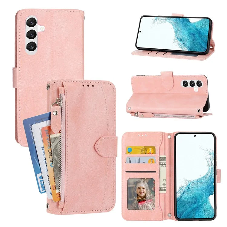 For Samsung Galaxy A35 5G Leather Case Crossbody Phone Cover Zipper Pocket