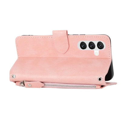 For Samsung Galaxy A55 5G Zipper Leather Case Wallet Phone Cover with 2 Straps