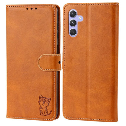 For Samsung Galaxy A55 5G Magnetic Case Happy Cat Pattern Imprinted Cell Phone Cover