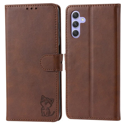 For Samsung Galaxy A55 5G Magnetic Case Happy Cat Pattern Imprinted Cell Phone Cover