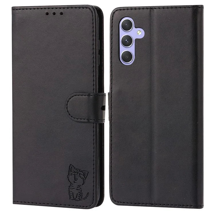 For Samsung Galaxy A55 5G Magnetic Case Happy Cat Pattern Imprinted Cell Phone Cover