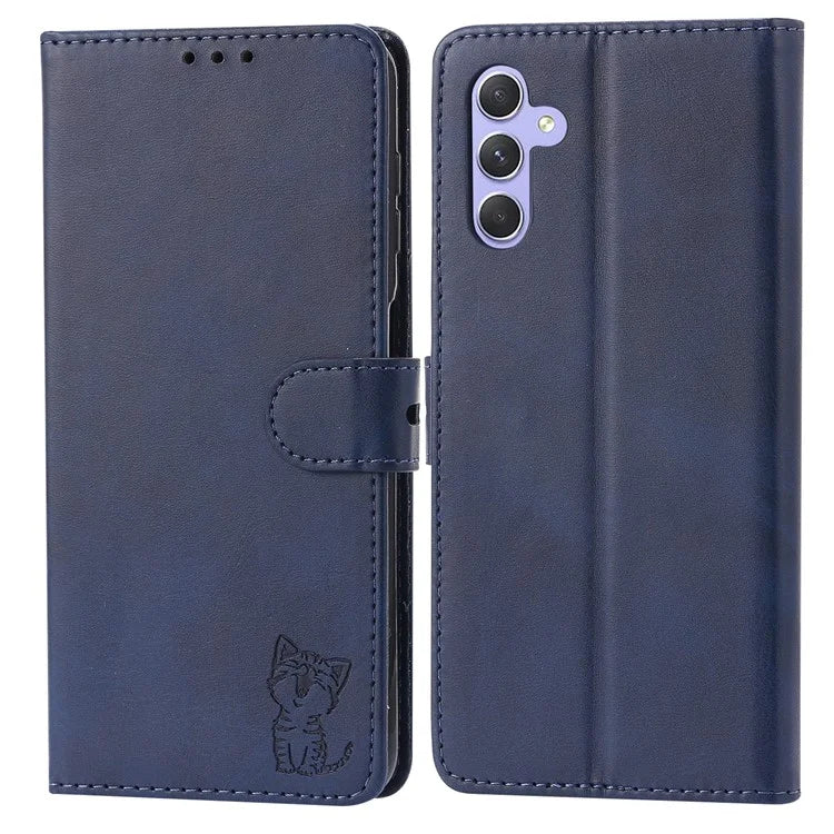For Samsung Galaxy A55 5G Magnetic Case Happy Cat Pattern Imprinted Cell Phone Cover