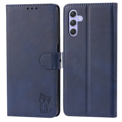 For Samsung Galaxy A55 5G Magnetic Case Happy Cat Pattern Imprinted Cell Phone Cover