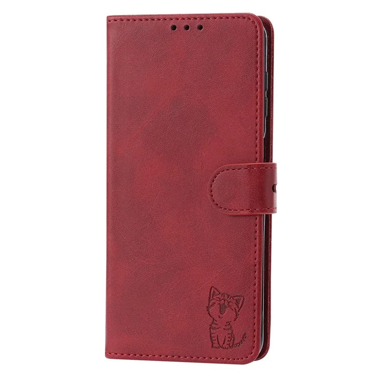 For Samsung Galaxy A35 5G Phone Cover Happy Cat Pattern Imprinted Wallet Case