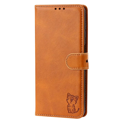 For Samsung Galaxy A35 5G Phone Cover Happy Cat Pattern Imprinted Wallet Case