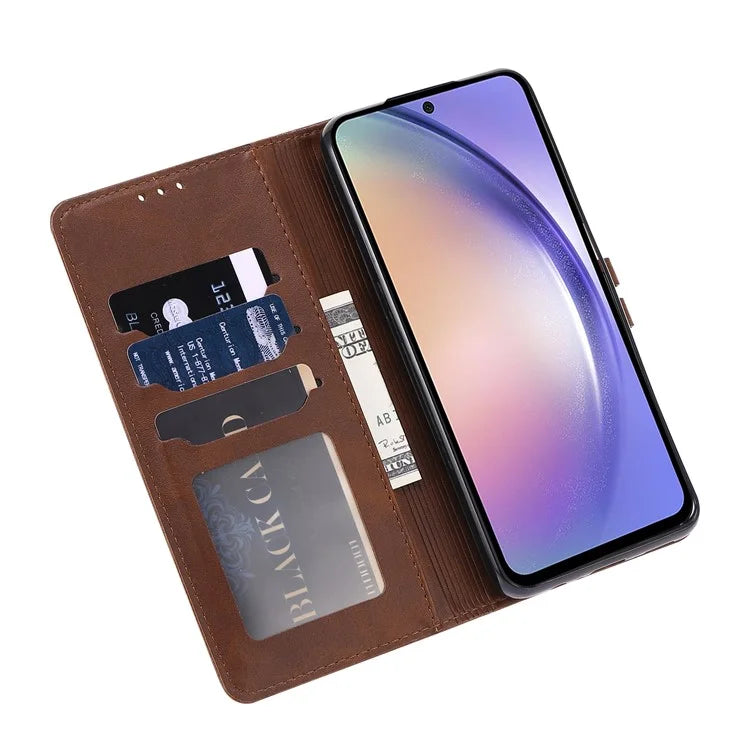 For Samsung Galaxy A35 5G Phone Cover Happy Cat Pattern Imprinted Wallet Case