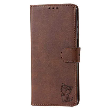 For Samsung Galaxy A35 5G Phone Cover Happy Cat Pattern Imprinted Wallet Case