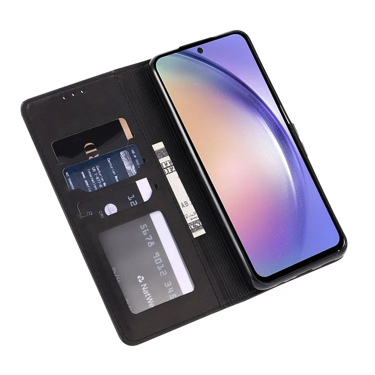 For Samsung Galaxy A35 5G Phone Cover Happy Cat Pattern Imprinted Wallet Case