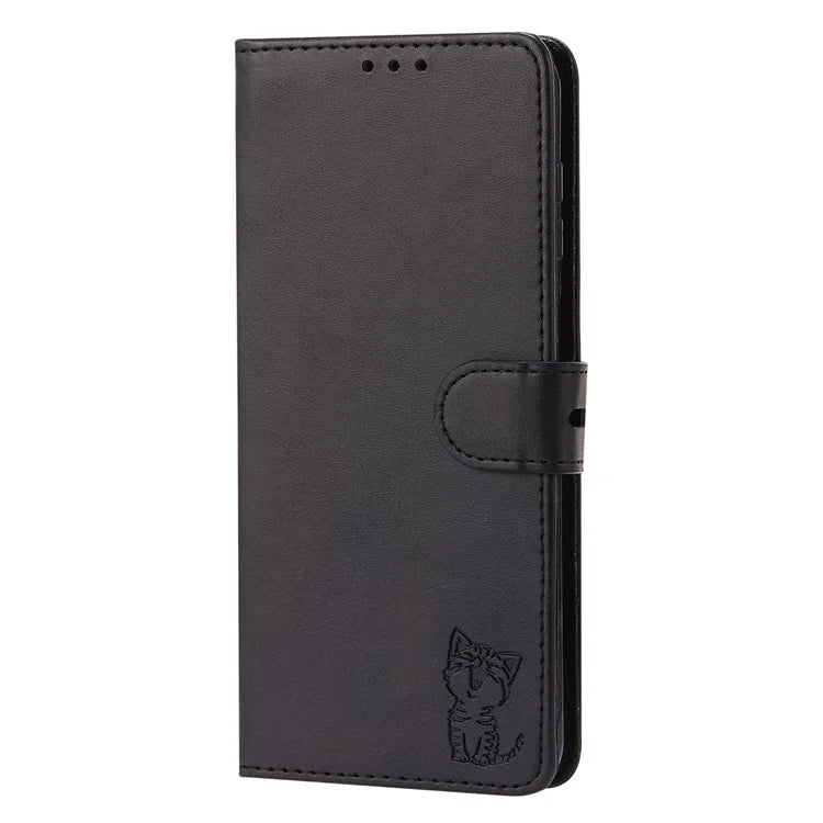 For Samsung Galaxy A35 5G Phone Cover Happy Cat Pattern Imprinted Wallet Case