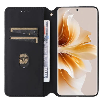 For Oppo Reno11 5G (Global) Leather Wallet Case Rhombus Imprinted Magnetic Closing