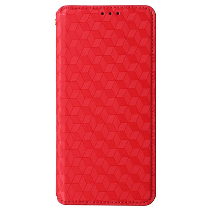 For Oppo Reno11 5G (Global) Leather Wallet Case Rhombus Imprinted Magnetic Closing