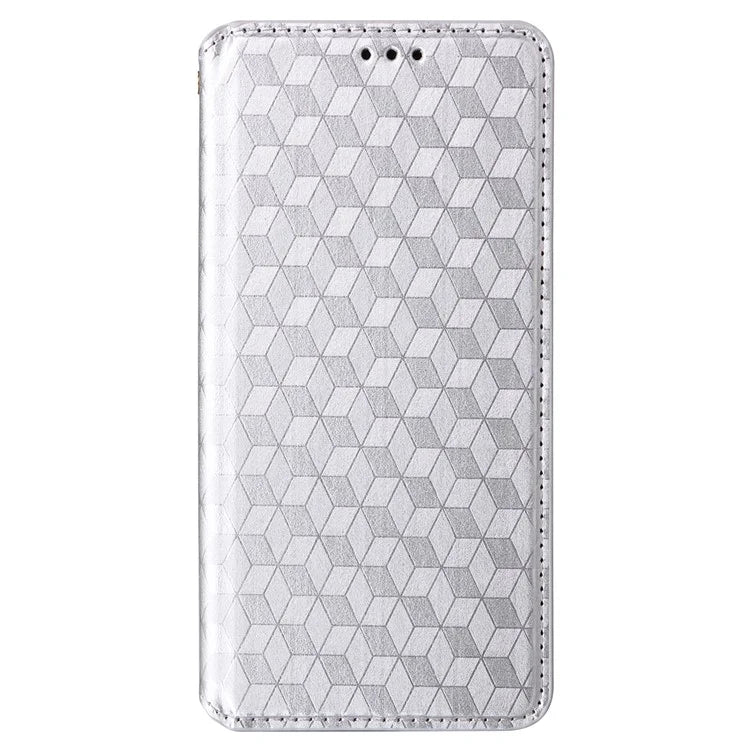For Oppo Reno11 5G (Global) Leather Wallet Case Rhombus Imprinted Magnetic Closing