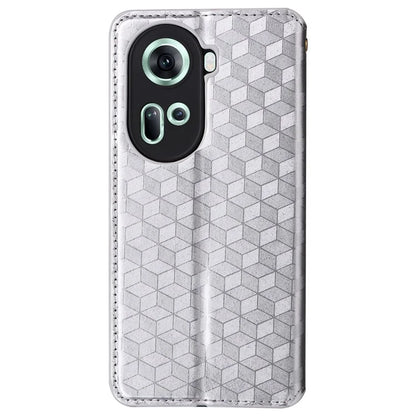 For Oppo Reno11 5G (Global) Leather Wallet Case Rhombus Imprinted Magnetic Closing