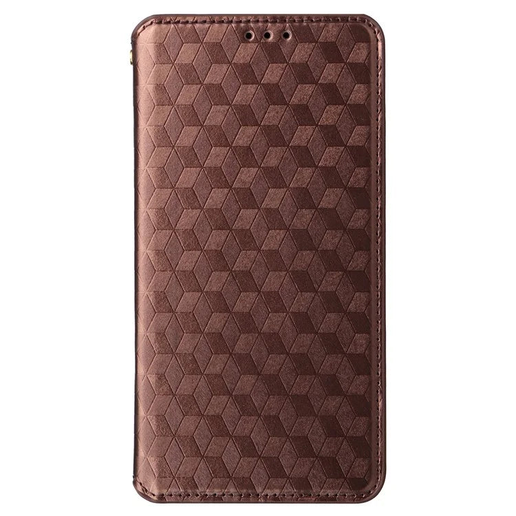For Oppo Reno11 5G (Global) Leather Wallet Case Rhombus Imprinted Magnetic Closing