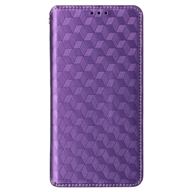 For Oppo Reno11 5G (Global) Leather Wallet Case Rhombus Imprinted Magnetic Closing