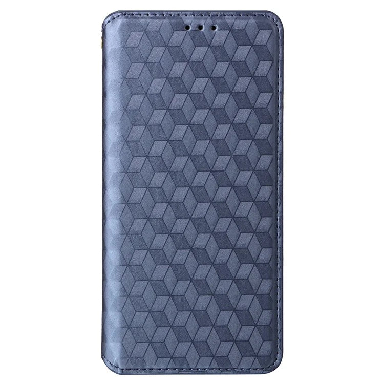For Oppo Reno11 5G (Global) Leather Wallet Case Rhombus Imprinted Magnetic Closing