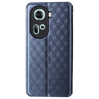 For Oppo Reno11 5G (Global) Leather Wallet Case Rhombus Imprinted Magnetic Closing