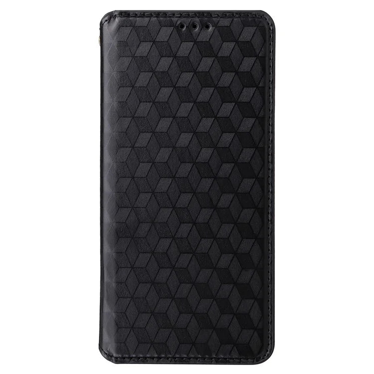 For Oppo Reno11 5G (Global) Leather Wallet Case Rhombus Imprinted Magnetic Closing