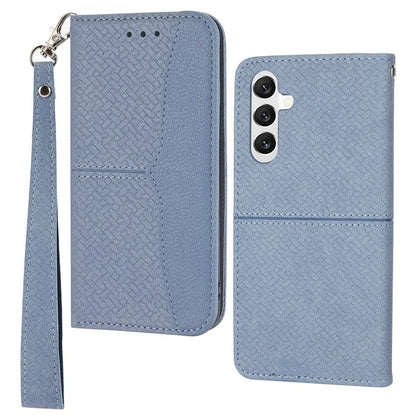 For Samsung Galaxy A55 5G Leather Case Magnetic Closing Cover Woven Texture with Strap